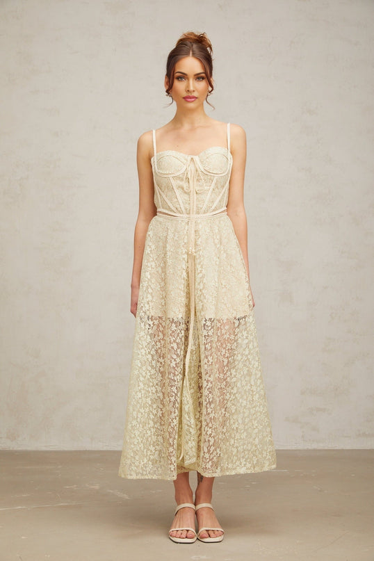 Marianna Light Green Floral Midi Dress