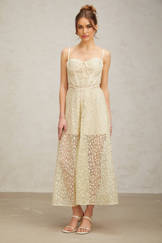 Marianna Light Green Floral Midi Dress