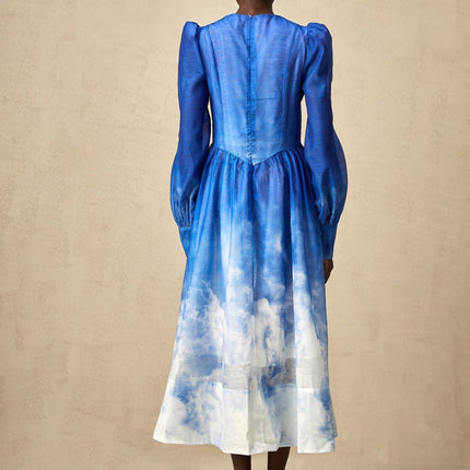 Marianna Blue and White Gradient Midi Dress