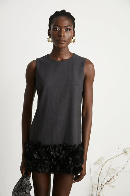 Marianne petaltrim wool mini dress