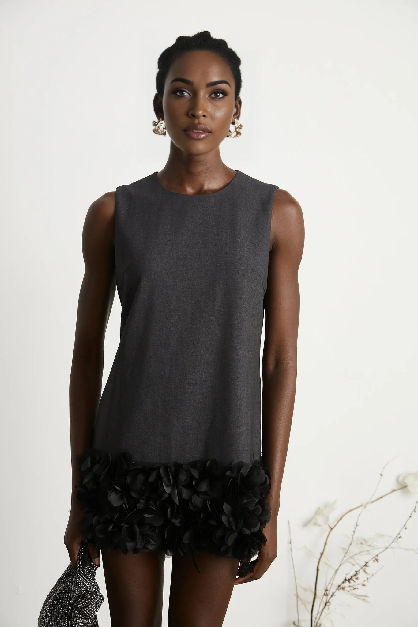 Marianne petaltrim wool mini dress