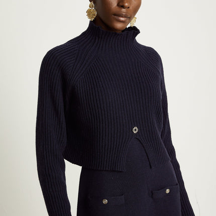 Mariarosa Dark Blue Knitted Matching Set Top and Dress