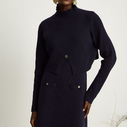Mariarosa Dark Blue Knitted Matching Set Top and Dress