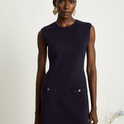 Mariarosa Dark Blue Knitted Matching Set Top Dress