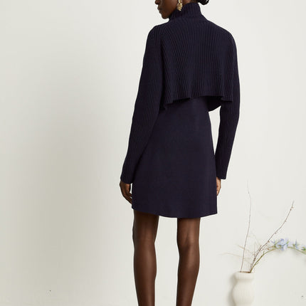 Mariarosa Dark Blue Knitted Matching Set Top Dress