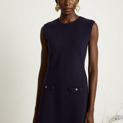 Mariarosa Dark Blue Knitted Matching Set Top Dress