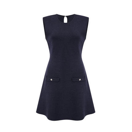 Mariarosa Dark Blue Knitted Matching Set Top Dress