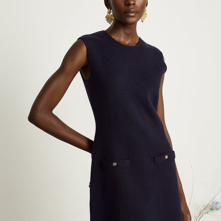 Mariarosa Dark Blue Knitted Matching Set Top Dress