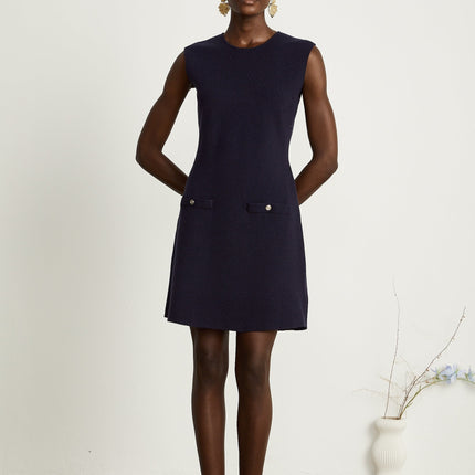 Mariarosa Dark Blue Knitted Matching Set Top Dress