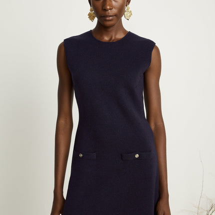 Mariarosa Dark Blue Knitted Matching Set Top Dress