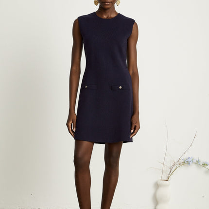 Mariarosa Dark Blue Knitted Matching Set Top Dress