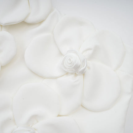 Mariarosa White Mini Dress with Faux-Flower Detailing and Tie Fastening