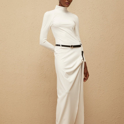 Mariavittoria Maxi Dress White Open Back Gathered Fitted