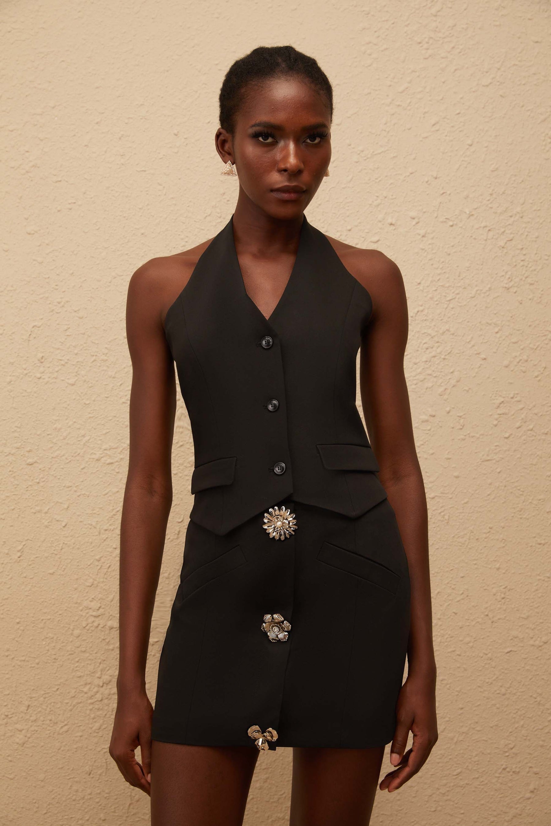 Marina Black Halterneck Waistcoat