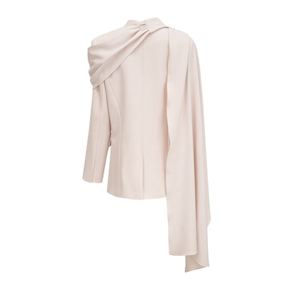 Marina Classic Jacket Neutrals 100 Percent Cotton Scarf Detailing Draped Design Straight Hem Concealed Button Fastening Women's Jacket