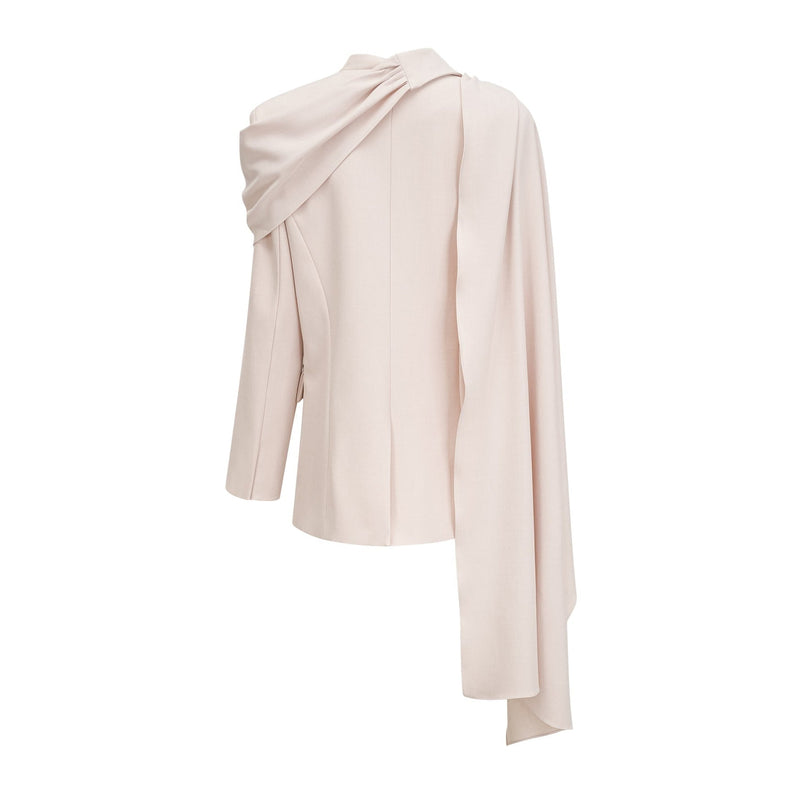 Marina Classic Jacket Neutrals 100 Percent Cotton Scarf Detailing Draped Design Straight Hem Concealed Button Fastening Women's Jacket