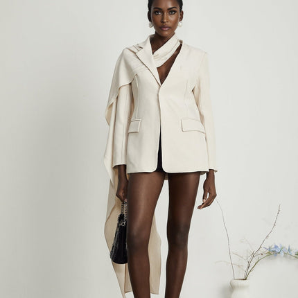 Marina Classic Jacket Neutrals Cotton Scarf Detailing