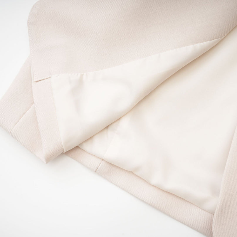 Marina Classic Jacket in Neutrals 100% Cotton Scarf Detailing Draped Design Straight Hem Concealed Button Fastening