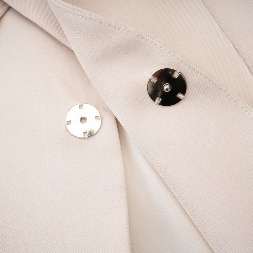 Marina Neutrals Classic Jacket 100 Percent Cotton Scarf Detailing Draped Design Straight Hem Concealed Button Fastening