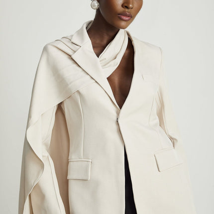 Marina Neutrals Classic Jacket with Scarf Detailing 100% Cotton