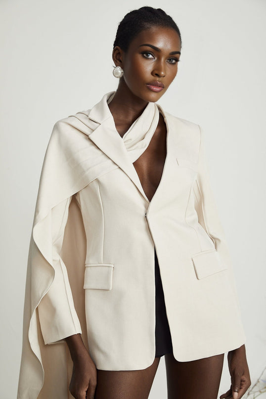 Marina Neutrals Classic Jacket with Scarf Detailing 100% Cotton