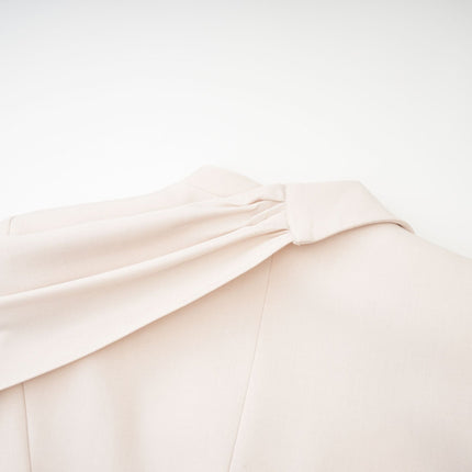 Marina Neutrals Classic Jacket 100% Cotton Scarf Detailing Draped Design Straight Hem Concealed Button Fastening