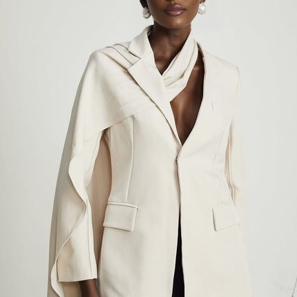 Marina Neutrals Cotton Jacket with Scarf Detailing
