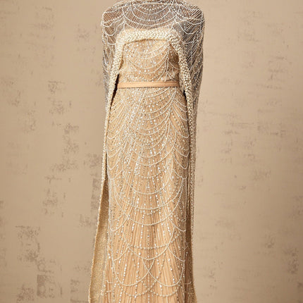 Mariolina Champagne Cape Gown