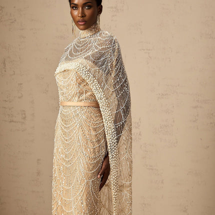 Mariolina Champagne Cape Gown