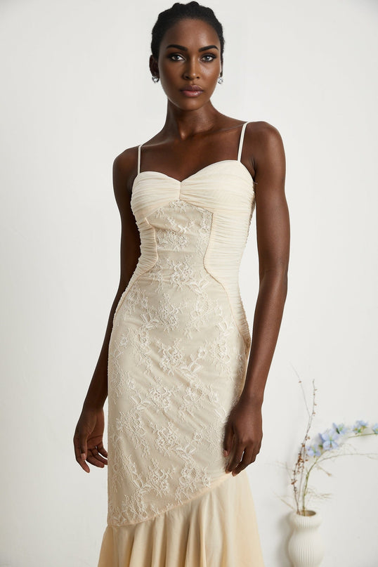 Mariolina Sleeveless Midi Dress in Neutrals