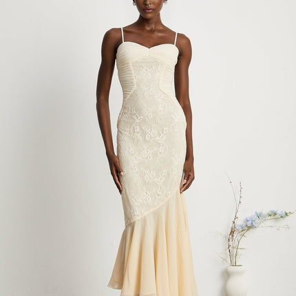 Mariolina Sleeveless Midi Dress in Neutrals