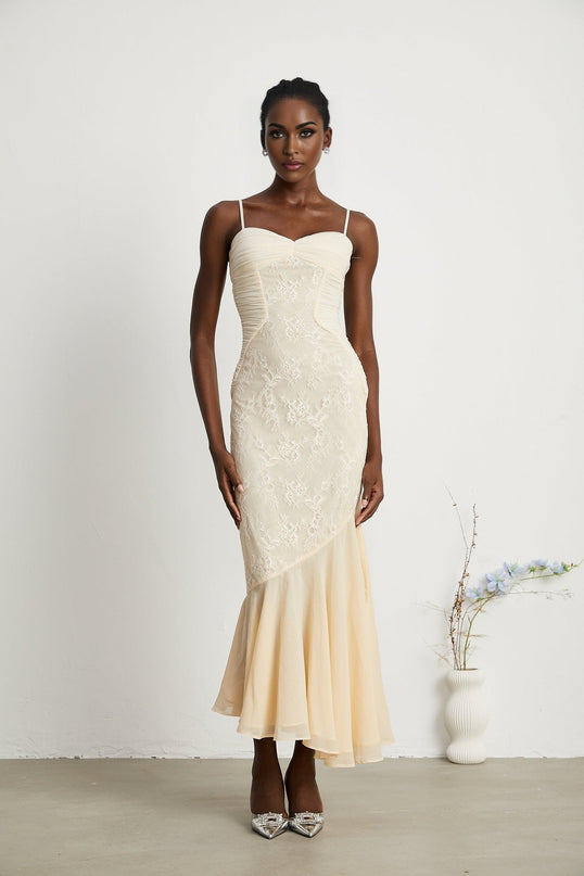 Mariolina Sleeveless Midi Dress in Neutrals