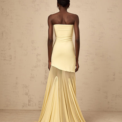 Marisa Yellow Tulle Off-Shoulder Maxi Dress