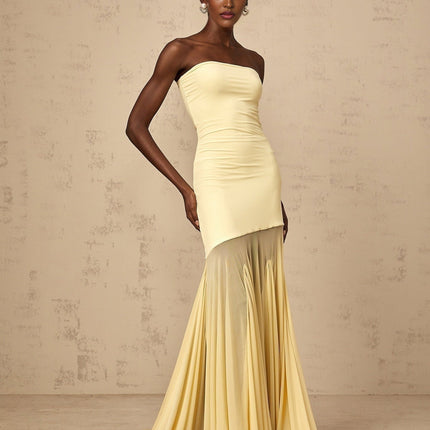Marisa Yellow Tulle Off-Shoulder Maxi Dress