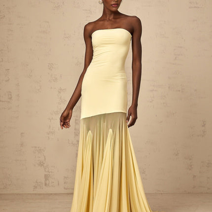 Marisa Yellow Tulle Off-Shoulder Maxi Dress