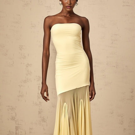 Marisa Yellow Tulle Off-Shoulder Maxi Dress