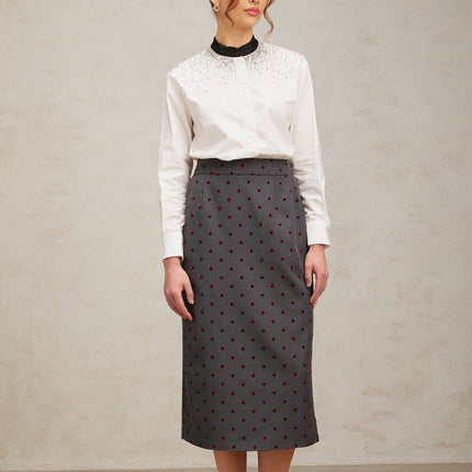 Mariuccia White Crystal Embellished Blocked Shirt