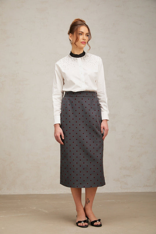 Mariuccia White Crystal Embellished Blocked Shirt