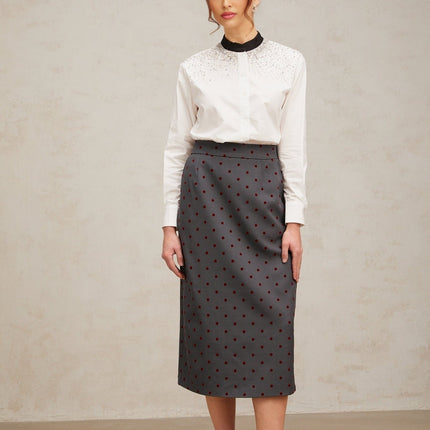 Mariuccia White Crystal Embellished Blocked Shirt