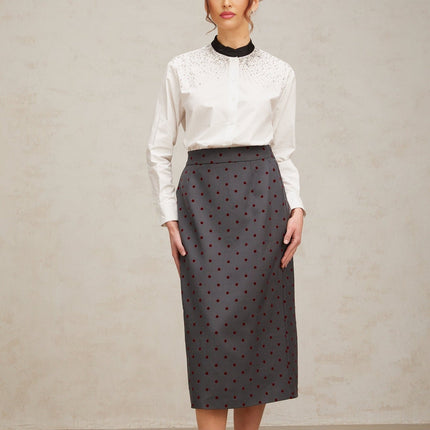 Mariuccia White Crystal Embellished Blocked Shirt