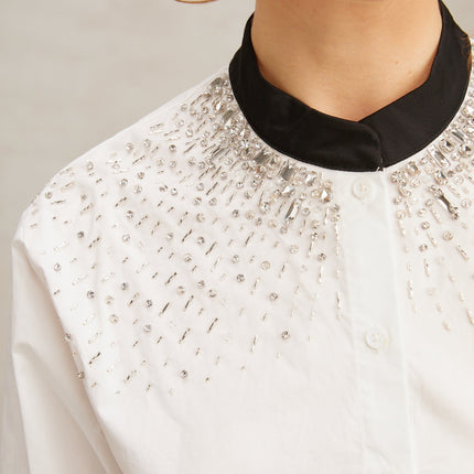 Mariuccia White Crystal Embellished Shirt