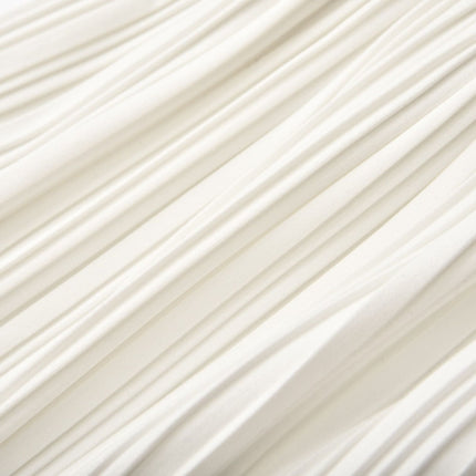 Mariuccia White Skirt Top Set Polyester Pleated Open Back Spaghetti Detailing Side Slit Ankle Length High Rise Waist Luxury Elegant Opulent