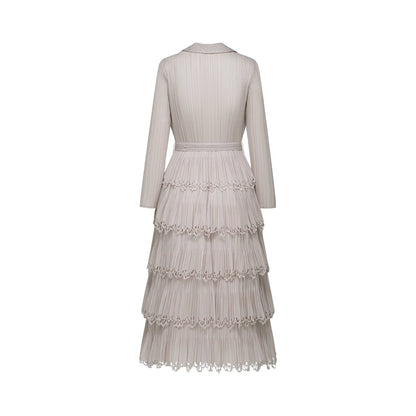 Marjolaine tiered pleated midi dress