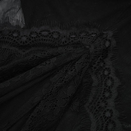 Marta Black Lace Crystal Maxi Dress