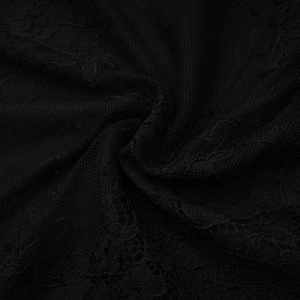 Marta Black Lace Crystal Maxi Dress
