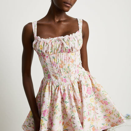 Marta Pink Floral Corset Mini Dress