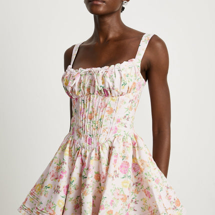 Marta Pink Floral Corset Mini Dress