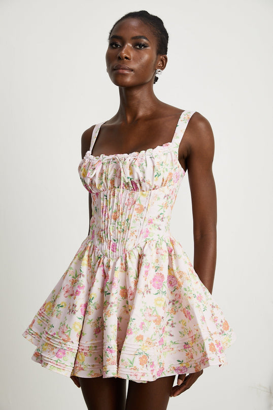Marta Pink Floral Corset Mini Dress
