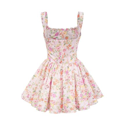 Marta Pink Floral Corset Mini Dress