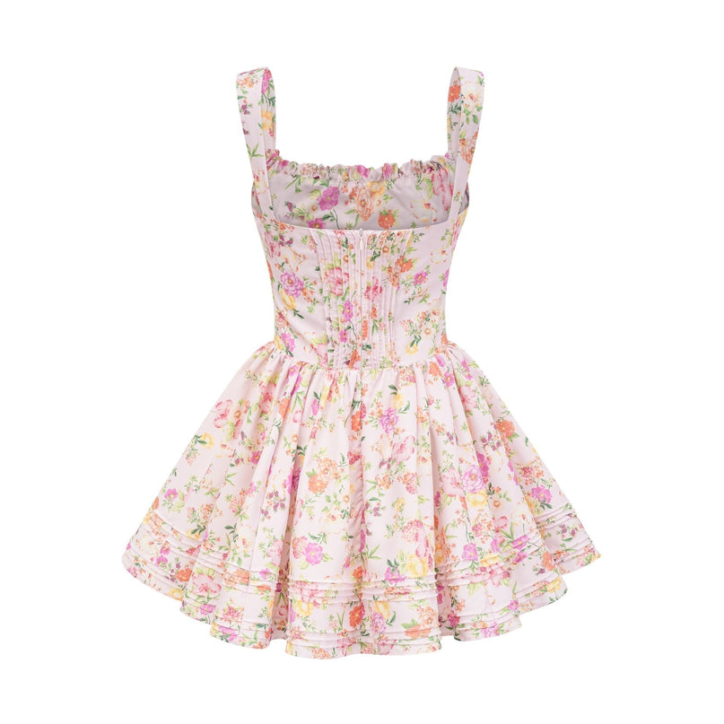 Marta Pink Floral Corset Mini Dress